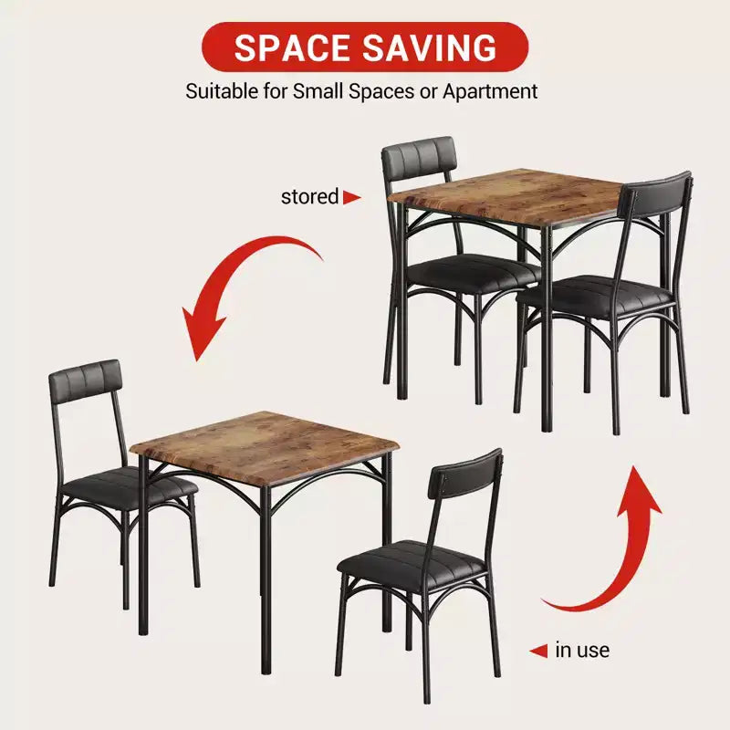 Ensemble Table et Chaises de Salle à Manger pour 2, Table de Cuisine avec Chaises Rembourrées, Ensemble Table à Manger Carrée en Bois pour Petit Espace, Dîner, Appartement