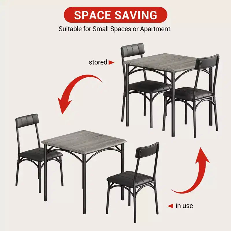 Ensemble Table et Chaises de Salle à Manger pour 2, Table de Cuisine avec Chaises Rembourrées, Ensemble Table à Manger Carrée en Bois pour Petit Espace, Dîner, Appartement