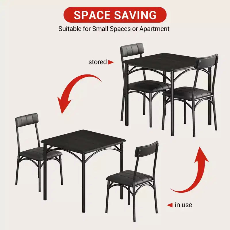 Ensemble Table et Chaises de Salle à Manger pour 2, Table de Cuisine avec Chaises Rembourrées, Ensemble Table à Manger Carrée en Bois pour Petit Espace, Dîner, Appartement