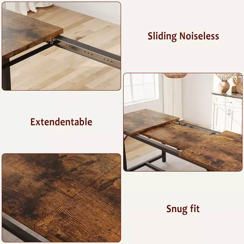 Ensemble de table à manger extensible Garvee pour 4-6 personnes, grande table rectangulaire avec 2 bancs rembourrés, ensemble de table de cuisine extensible pour appartement, petit espace