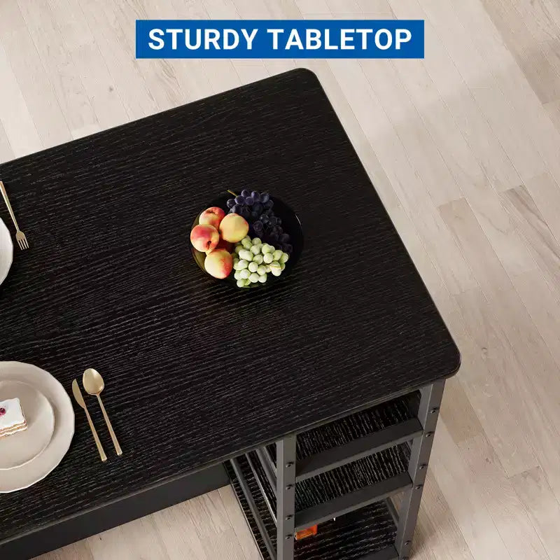 Table de cuisine hauteur comptoir avec 2 tabourets de bar rembourrés, ensemble table et chaises de salle à manger en bois pour 2 avec étagères de rangement, pour petits espaces, appartement