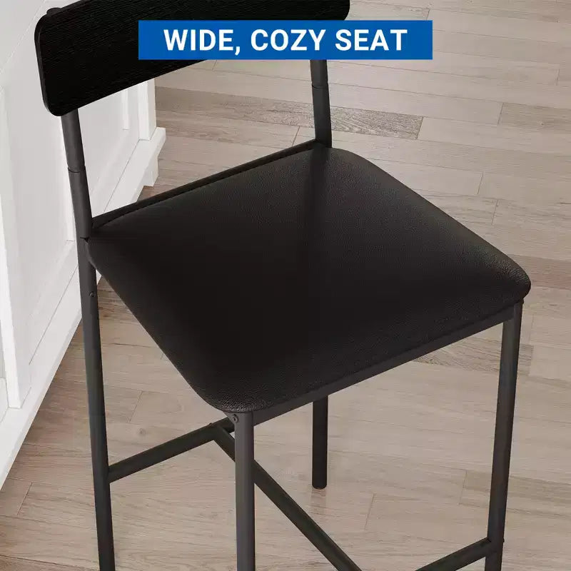 Table de cuisine hauteur comptoir avec 2 tabourets de bar rembourrés, ensemble table et chaises de salle à manger en bois pour 2 avec étagères de rangement, pour petits espaces, appartement