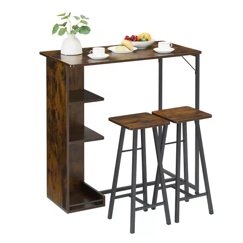 Ensemble de table de bar 3 pièces Fulvari pour 2 personnes, table de salle à manger de cuisine avec 2 tabourets, ensemble table et chaises de bar hauteur comptoir, ensemble table de pub pour la cuisine