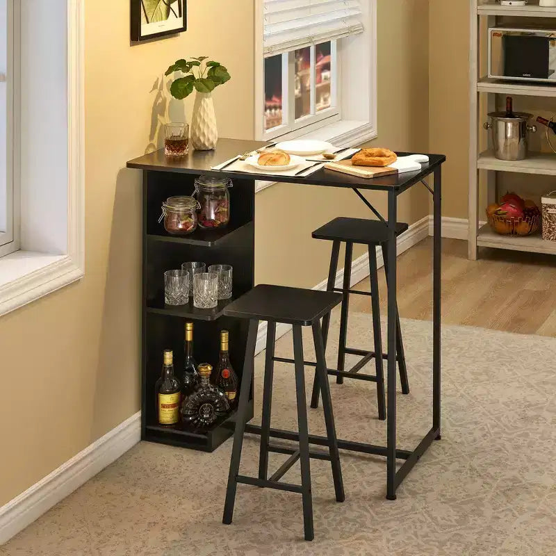 Ensemble de table de bar 3 pièces Fulvari pour 2 personnes, table de salle à manger de cuisine avec 2 tabourets, ensemble table et chaises de bar hauteur comptoir, ensemble table de pub pour la cuisine