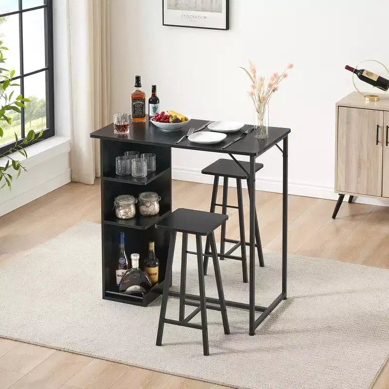Ensemble de table de bar 3 pièces Fulvari pour 2 personnes, table de salle à manger de cuisine avec 2 tabourets, ensemble table et chaises de bar hauteur comptoir, ensemble table de pub pour la cuisine