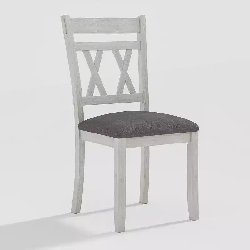 Ensemble de salle à manger style ferme VECELO, table en bois d'hévéa avec 4/6 chaises de salle à manger rembourrées, gris