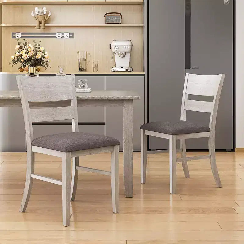 Ensemble de salle à manger style ferme VECELO, table en bois d'hévéa avec 4/6 chaises de salle à manger rembourrées, gris