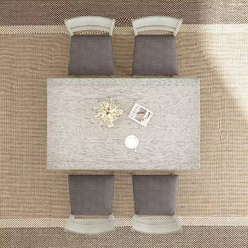 Ensemble de salle à manger style ferme VECELO, table en bois d'hévéa avec 4/6 chaises de salle à manger rembourrées, gris