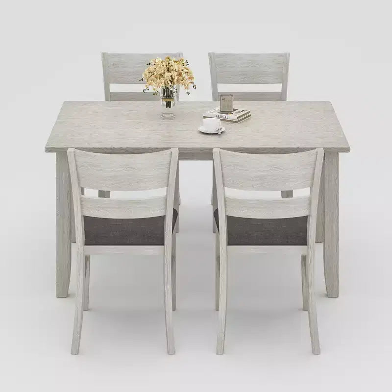 Ensemble de salle à manger style ferme VECELO, table en bois d'hévéa avec 4/6 chaises de salle à manger rembourrées, gris