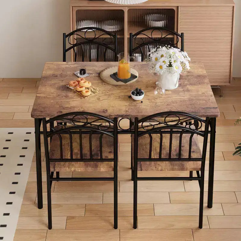 Farmhouse Kitchen Dining Table Set, with 4 Chairs