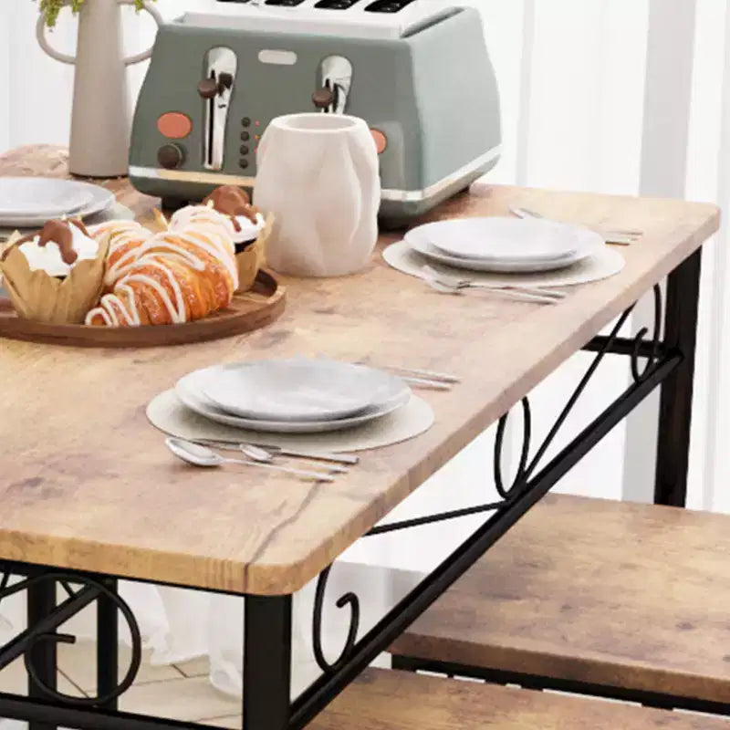 Ensemble table et 4 chaises de salle à manger de style ferme