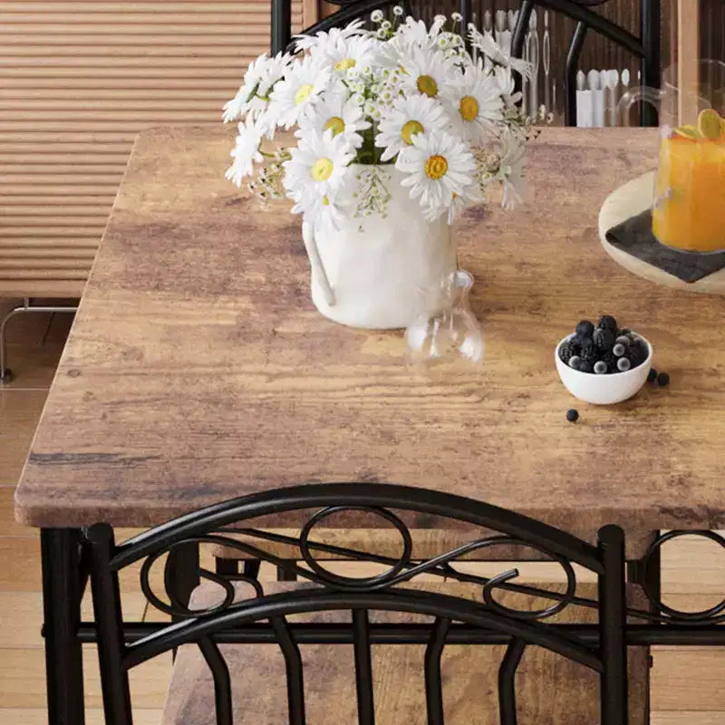 Ensemble table et 4 chaises de salle à manger de style ferme