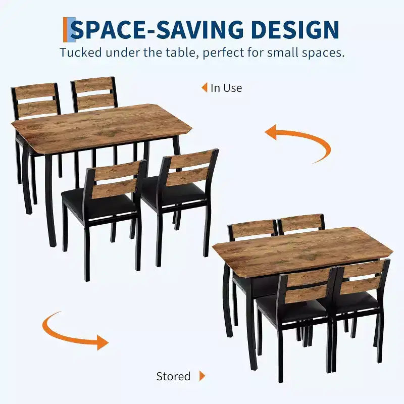 Ensemble table à manger 5 pièces pour 4 personnes, table de cuisine moderne et 4 chaises, cadre métallique peu encombrant, pour petit appartement, salle à manger