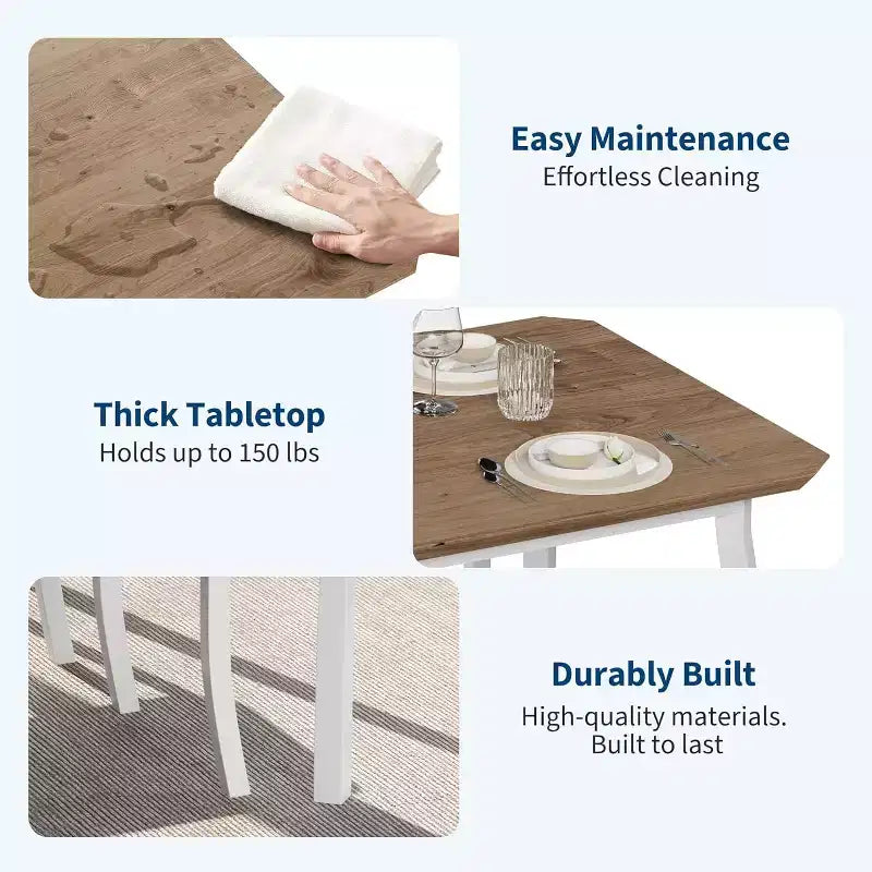 Ensemble table à manger 5 pièces pour 4 personnes, table de cuisine moderne et 4 chaises, cadre métallique peu encombrant, pour petit appartement, salle à manger