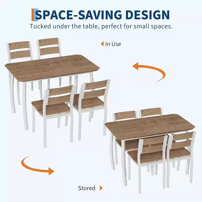 Ensemble table à manger 5 pièces pour 4 personnes, table de cuisine moderne et 4 chaises, cadre métallique peu encombrant, pour petit appartement, salle à manger