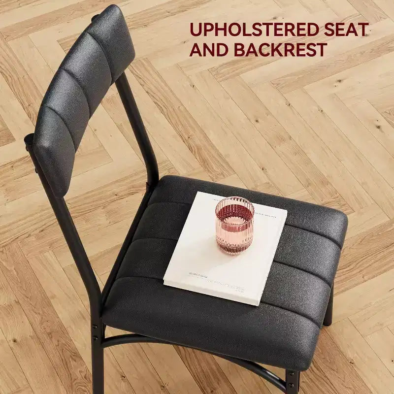 Ensemble de salle à manger carré rustique moderne, table 74,2 cm L x 76,5 cm H, chaises 85,6 cm x 46,7 cm x 43,2 cm, 2 personnes, métal et MDF, montage facile, peu encombrant