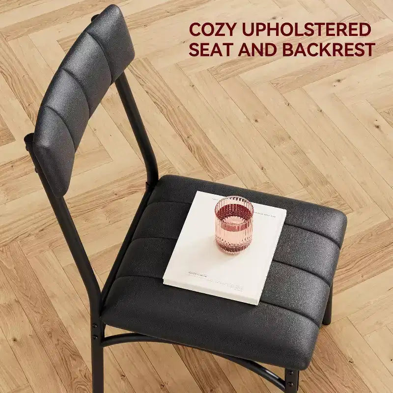 Ensemble de salle à manger carré rustique moderne, table 74,2 cm L x 76,5 cm H, chaises 85,6 cm x 46,7 cm x 43,2 cm, 2 personnes, métal et MDF, montage facile, peu encombrant