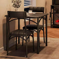 Modern Rustic Square Dining Set, 29.2' L x W 30.1' H Table, 33.7' 18.4' 17' Chairs, 2 Person, Metal & MDF, Easy Assembly, Space-Saving