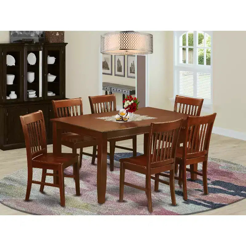HomeStock Belmont Formal Dining Room Set-Dinette Table And Dinette Chairs, Mahogany