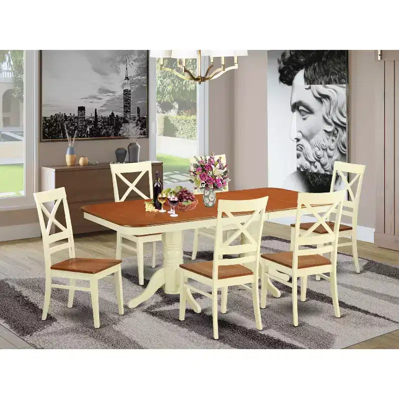 HomeStock Belmont Dining Table Set, White