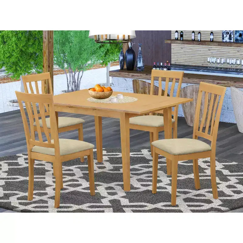 HomeStock Belmont Kitchen Dinette Set - Dinette Table And Dining Chairs, Oak