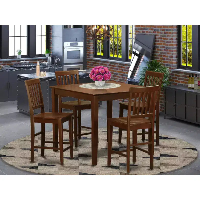 HomeStock Belmont 3-Pc Counter Height Table Set, Mahogany