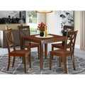 HomeStock Belmont 5Pc Square 36 Dining Table And 4 Wood Seat Dining Chairs, Mahogany