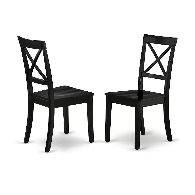HomeStock Belmont Table de Salle à Manger Ronde 42" et 4 Chaises de Cuisine à Assise en Bois, Noir, 5 Pièces