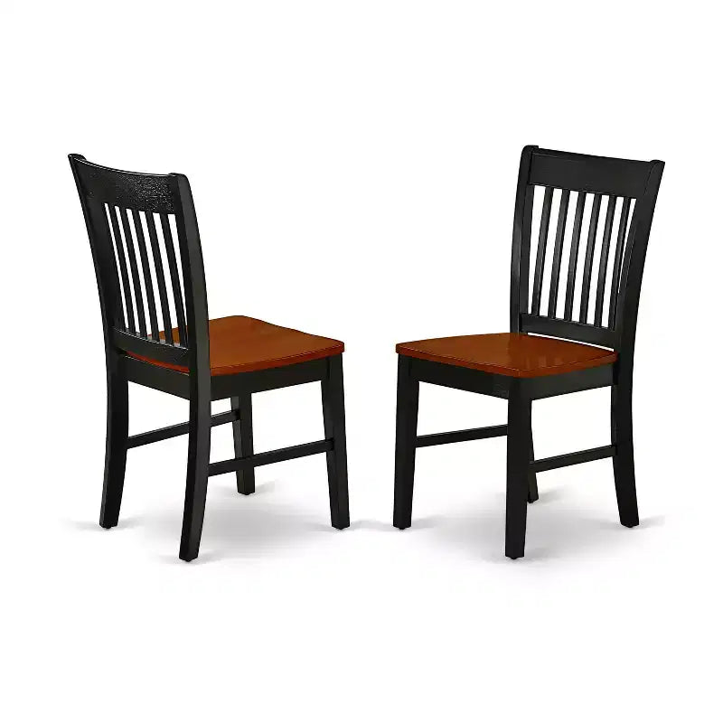 HomeStock Belmont Ensemble Table et 2 Chaises de Cuisine 3 Pièces, Petite Table de Cuisine, 2 Chaises de Salle à Manger en Bois, Assise en Bois Massif, Dossier à Lattes, Noir, Finition Cerisier