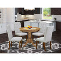 HomeStock Belmont 5-Piece Kitchen Dinette Set, Round Kitchen Table & 4 Parson Chairs, Natural Finish