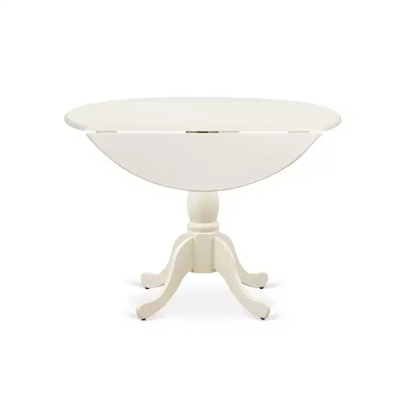 Ensemble De Salle À Manger 3 Pièces Belmont HomeStock, 1 Table À Abattants En Bois et 2 Chaises De Salle À Manger En Tissu Lin Beige Clair Avec Haut Dossier - Fini Blanc Lin