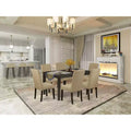 HomeStock Belmont 7 Piece Dining Set Consist of a Rectangle Dining Room Table , 6 Brown Linen Fabric Upholstered Parson Chairs, 36x60 Inch, Cappuccino