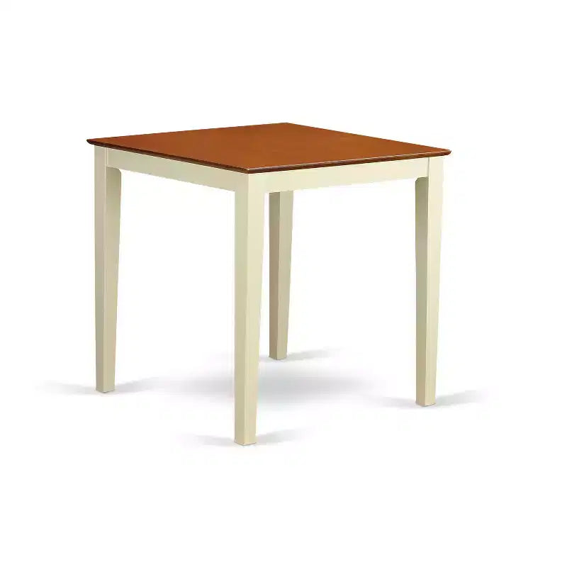 HomeStock Belmont, ensemble de meubles de salle à manger 5 pièces, comprenant une table à manger ronde avec pied central et 4 chaises à assise en bois, 42x42 pouces, Blanc lin