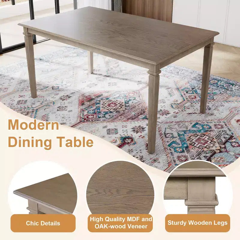Ensemble de salle à manger de ferme pour 6 personnes, 6 pièces : table rectangulaire en bois et 4 chaises avec banc pour la cuisine