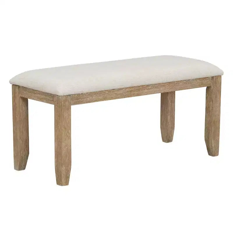 Ensemble Table de Salle à Manger de Ferme pour 6, Table Rectangulaire en Bois et 4 Chaises Rembourrées & Banc