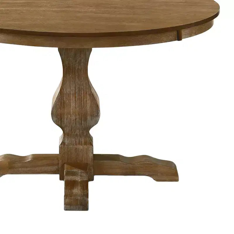 Christopher Knight Home Remuda Ensemble de salle à manger circulaire 5 pièces en tissu, bois et rotin, style campagnard français