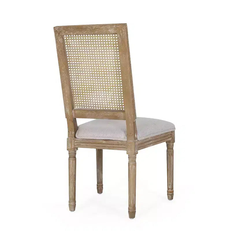 Christopher Knight Home Remuda Ensemble de salle à manger circulaire 5 pièces en tissu, bois et rotin, style campagnard français