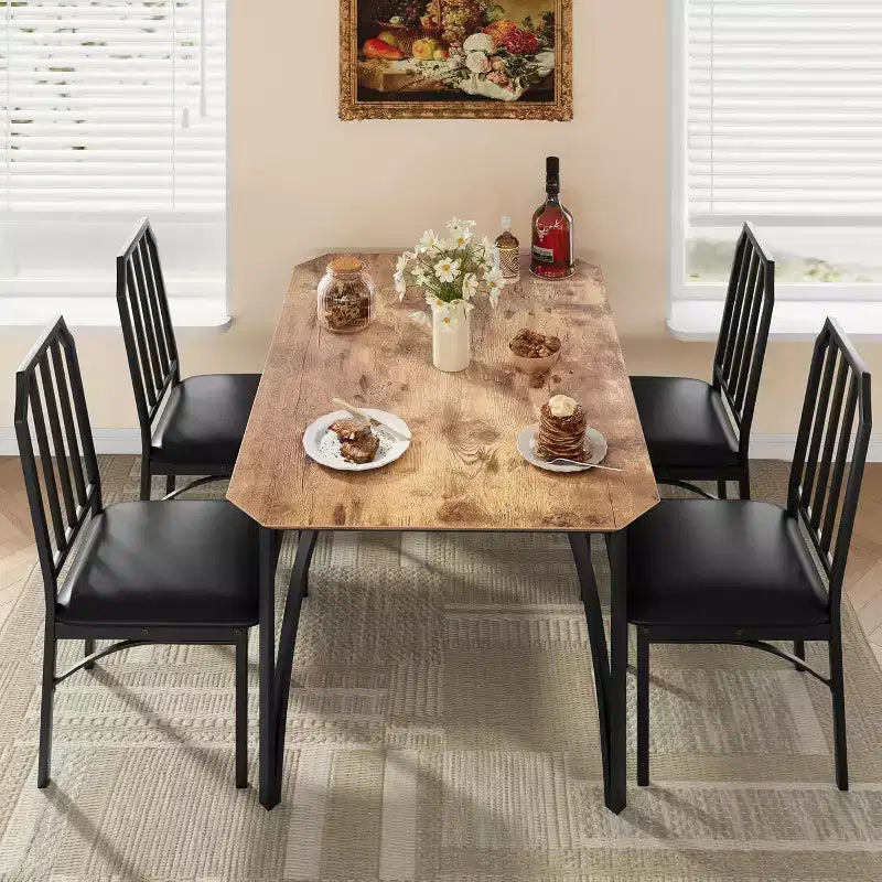 Ensemble table et chaises de salle à manger 3/5 pièces pour 2/4 personnes, petite table de cuisine avec chaises rembourrées, ensemble de 2/4 chaises de table de cuisine, idéal pour la maison