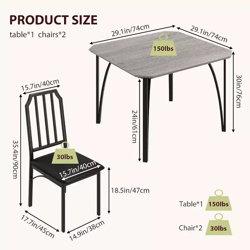 Ensemble table et chaises de salle à manger 3/5 pièces pour 2/4 personnes, petite table de cuisine avec chaises rembourrées, ensemble de 2/4 chaises de table de cuisine, idéal pour la maison