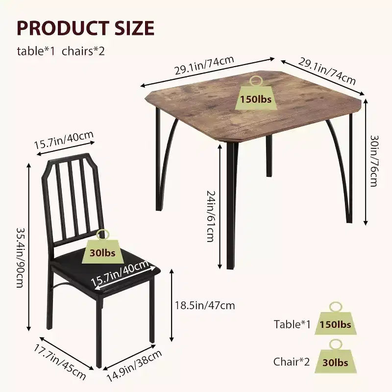 Ensemble table et chaises de salle à manger 3/5 pièces pour 2/4 personnes, petite table de cuisine avec chaises rembourrées, ensemble de 2/4 chaises de table de cuisine, idéal pour la maison