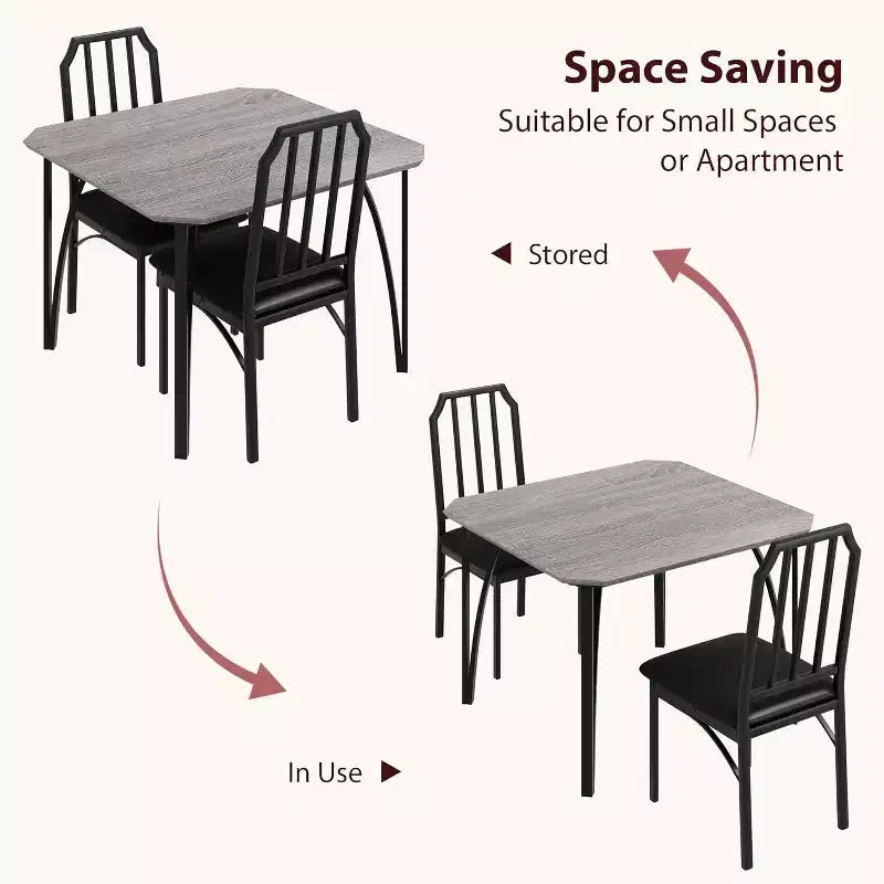 Ensemble table et chaises de salle à manger 3/5 pièces pour 2/4 personnes, petite table de cuisine avec chaises rembourrées, ensemble de 2/4 chaises de table de cuisine, idéal pour la maison