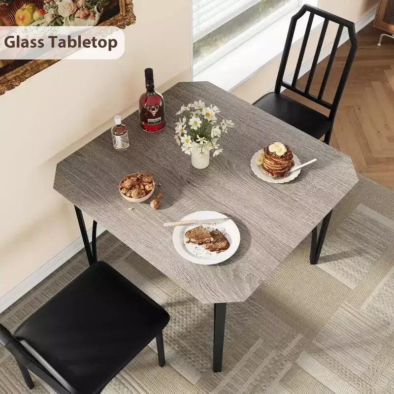 Ensemble table et chaises de salle à manger 3/5 pièces pour 2/4 personnes, petite table de cuisine avec chaises rembourrées, ensemble de 2/4 chaises de table de cuisine, idéal pour la maison