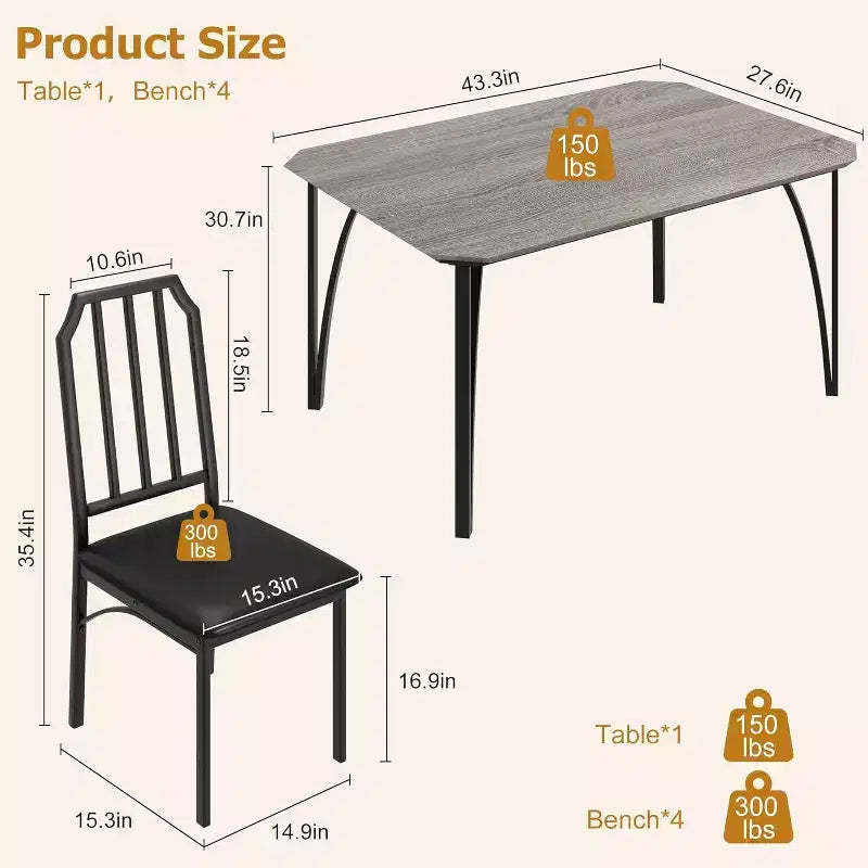 Ensemble table et chaises de salle à manger 3/5 pièces pour 2/4 personnes, petite table de cuisine avec chaises rembourrées, ensemble de 2/4 chaises de table de cuisine, idéal pour la maison