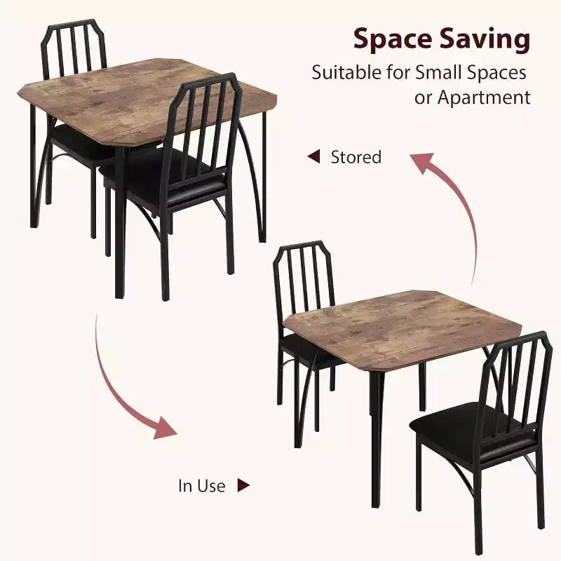 Ensemble table et chaises de salle à manger 3/5 pièces pour 2/4 personnes, petite table de cuisine avec chaises rembourrées, ensemble de 2/4 chaises de table de cuisine, idéal pour la maison