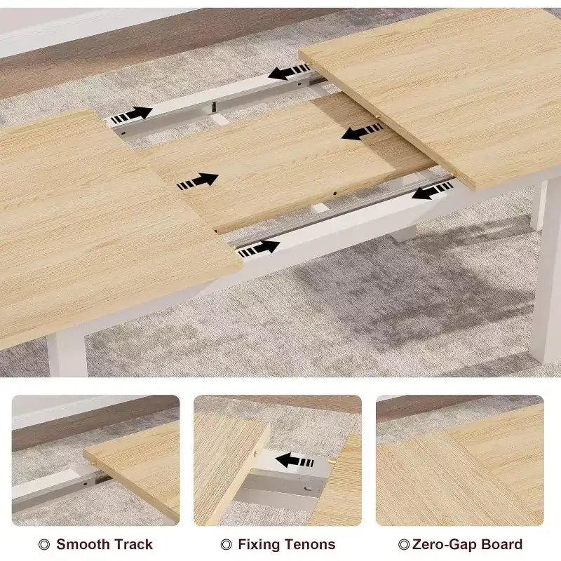 Ensemble de table à manger 5 pièces pour 4-6 personnes, ensemble de table de salle à manger extensible pour 4 personnes, table de cuisine avec bancs et tabourets, ensemble de table à manger pour la maison