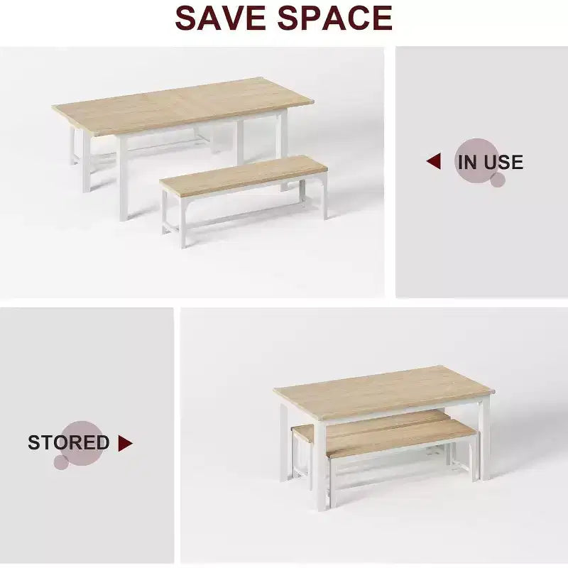 Ensemble de table à manger 5 pièces pour 4-6 personnes, ensemble de table de salle à manger extensible pour 4 personnes, table de cuisine avec bancs et tabourets, ensemble de table à manger pour la maison