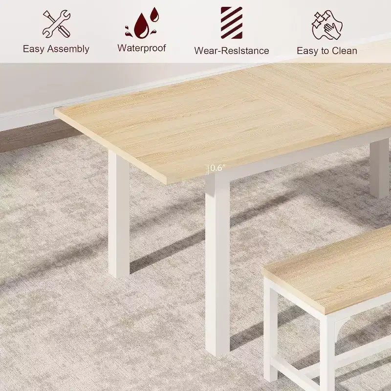 Ensemble de table à manger 5 pièces pour 4-6 personnes, ensemble de table de salle à manger extensible pour 4 personnes, table de cuisine avec bancs et tabourets, ensemble de table à manger pour la maison