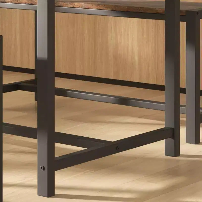 COZONY Ensemble de salle à manger 3 pièces pour 4 personnes, table de cuisine en bois avec 2 bancs, mobilier de dînette peu encombrant pour les petits espaces et les appartements