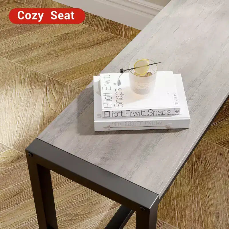 COZONY Ensemble de salle à manger 3 pièces pour 4 personnes, table de cuisine en bois avec 2 bancs, mobilier de dînette peu encombrant pour les petits espaces et les appartements