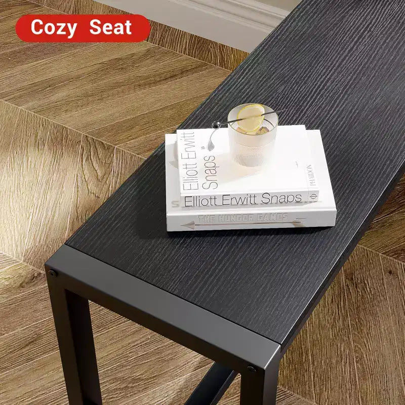 COZONY Ensemble de salle à manger 3 pièces pour 4 personnes, table de cuisine en bois avec 2 bancs, mobilier de dînette peu encombrant pour les petits espaces et les appartements